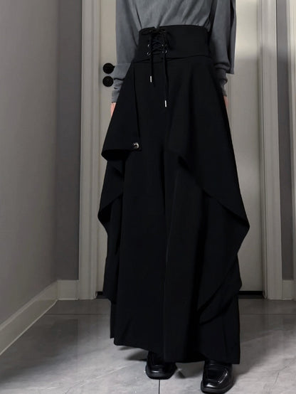 One-piece High Corset Waist with Design Ouji Black Lolita Skort