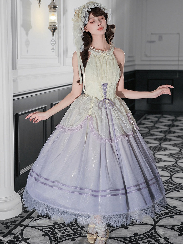 Purple Classic Gradient Lolita JSK Set with Cardigan and Hair Items - With PUJI