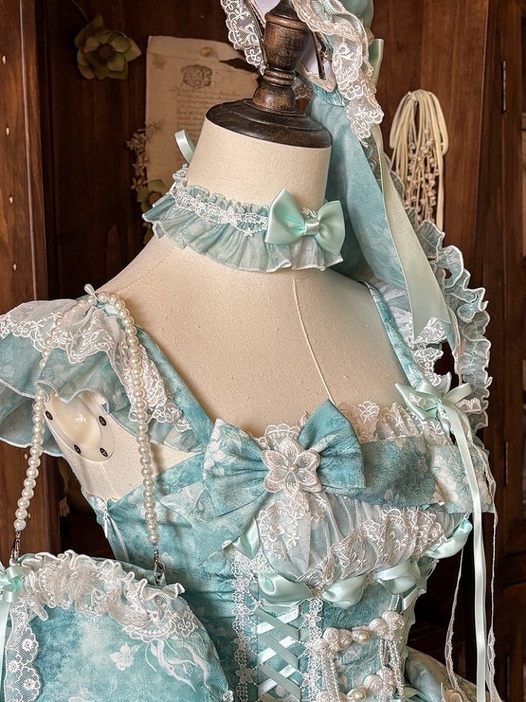 Pink Choker Bow Lolita Green /