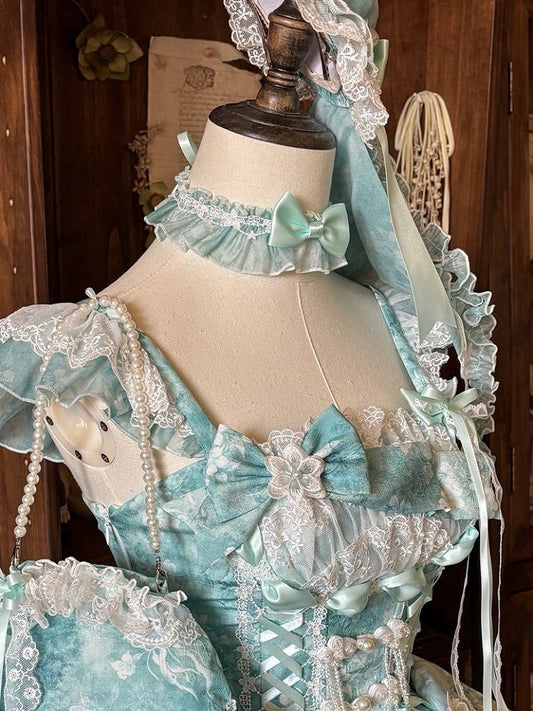 Pink Choker Bow Lolita Green /