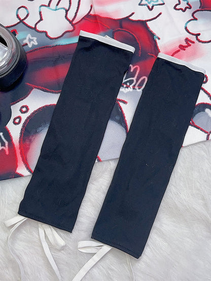 Träger Crisscross Y2K Design Selbstbinden Schwarz-Weiß Ärmel