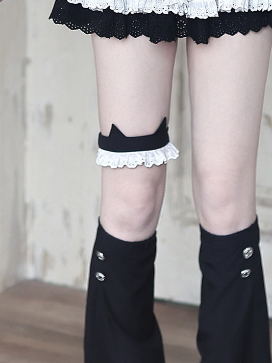 Black and White Lace Trimmed Leg Garter - Ekomi