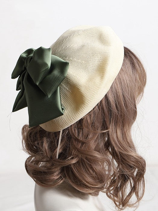 With Bowknot Lolita Color Detachable Options Sweet Beret 18 Large