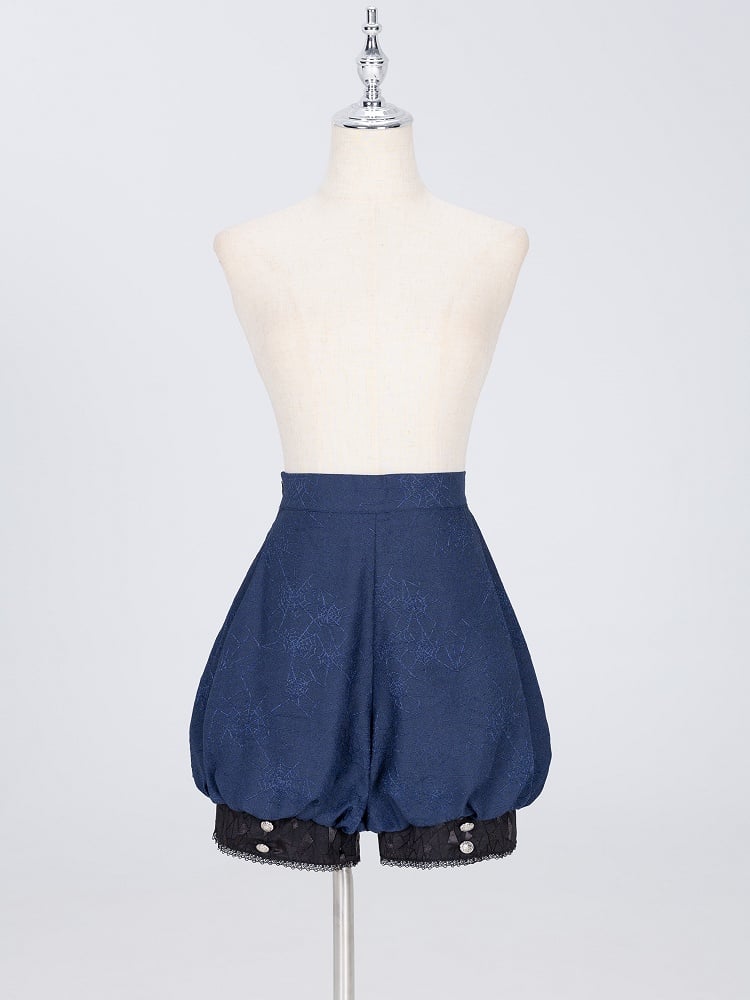 Gothic Fabric Prince Spider Lolita Ouji Shorts Dark Blue Web