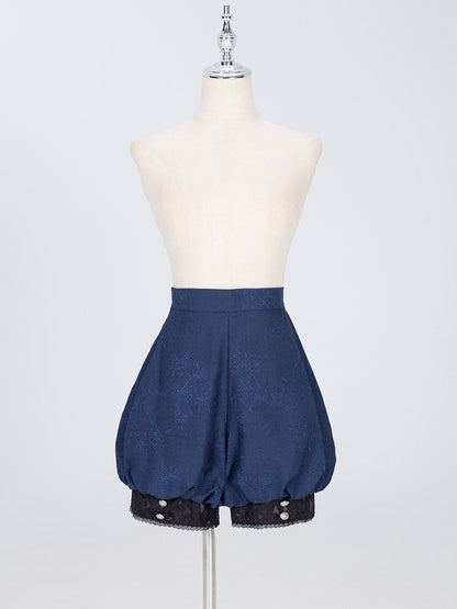 Prince Dark Fabric - Ouji Spider Gothic Waist Shorts Web S for Size Blue Lolita Clearance 67-74cm