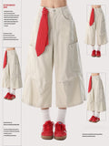 Shorts Loop Wide-Leg Scarf with Belt Beige Tie