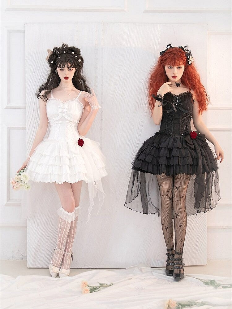 Charming Sweetheart Jumper Skirt with Rosette Accent - Unknown Star