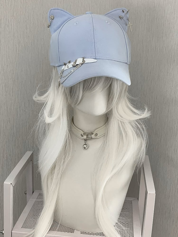 Ohrstecker Verzierte Kätzchenmütze Stern Blau/Schwarz/Gelb Kreuz Charm Schnalle