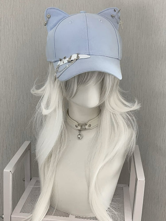 Ohrstecker Verzierte Kätzchenmütze Stern Blau/Schwarz/Gelb Kreuz Charm Schnalle