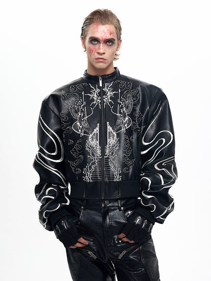 Jacket Closure Black Short Zip Neck Mock Unisex with
