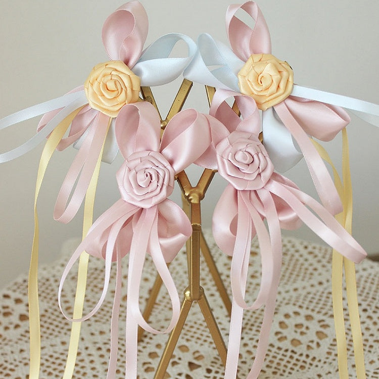 Bowknot Details Roses Design Hair Clips