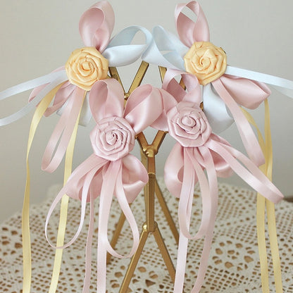 Bowknot Details Roses Design Hair Clips