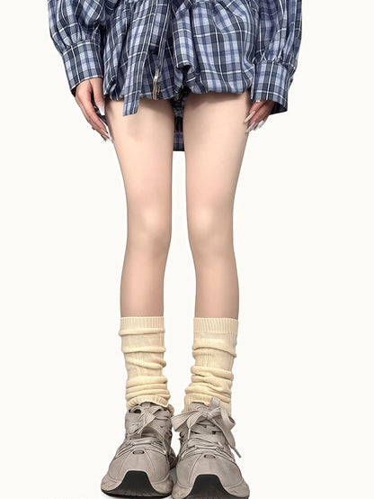 ニットブルー/イエロー/ブラック/ホワイトレッグウォーマー