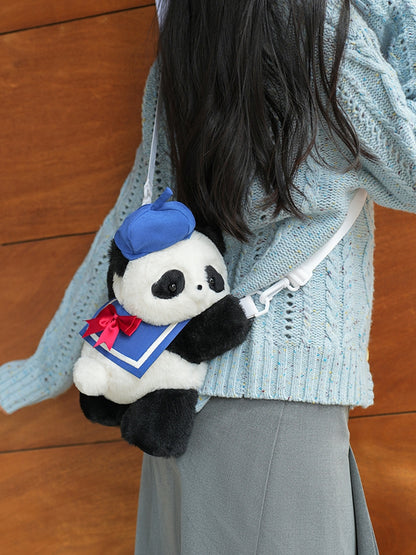 Mittelgroß/Groß Blau Süß + Matrosentasche Kragen Plüsch Größe Rucksack/Crossbody Panda Hut