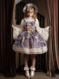 Velvet Dress Candle JSK Decoration Lolita Purple Embroidery Bows
