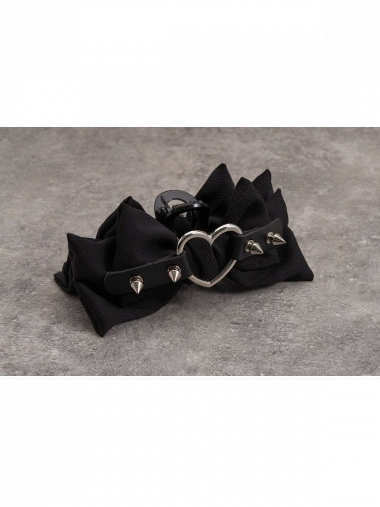Black Bow Hair Claw Clip with Spikes - Strange Sugar