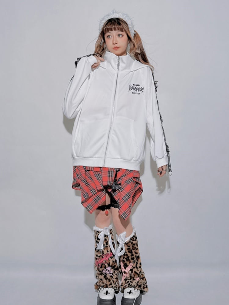 Leopard Pattern Pink Skeleton Gyaru Leg Warmers