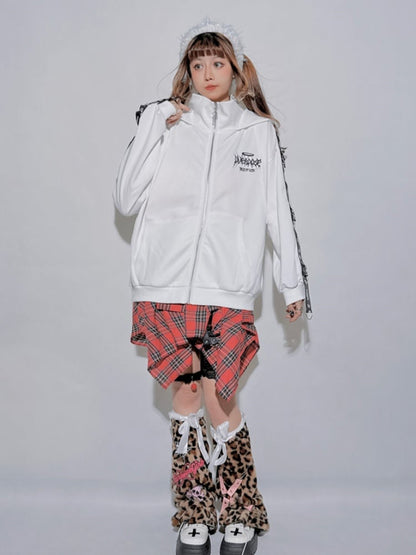 Leopard Pattern Pink Skeleton Gyaru Leg Warmers