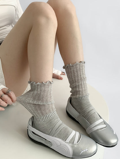 Calf Knitted Light Loose Gray/Black/Pink Gray/White/Dark Socks