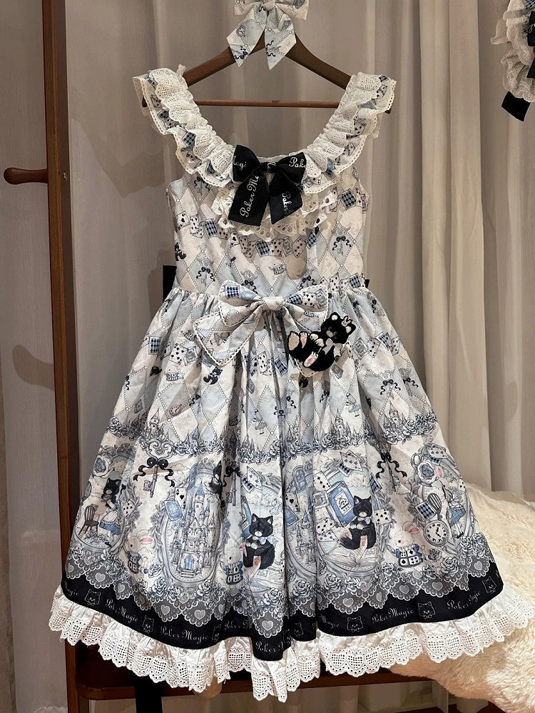 不思議の国のアリステーマのバニースイートロリータジャンパープリントスカートとアリスキティドレス