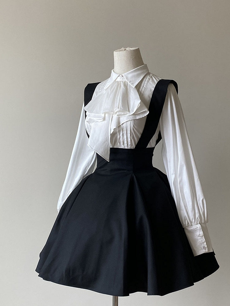 Black Straps Overall Short Lolita Adjustable Waist High Skirt