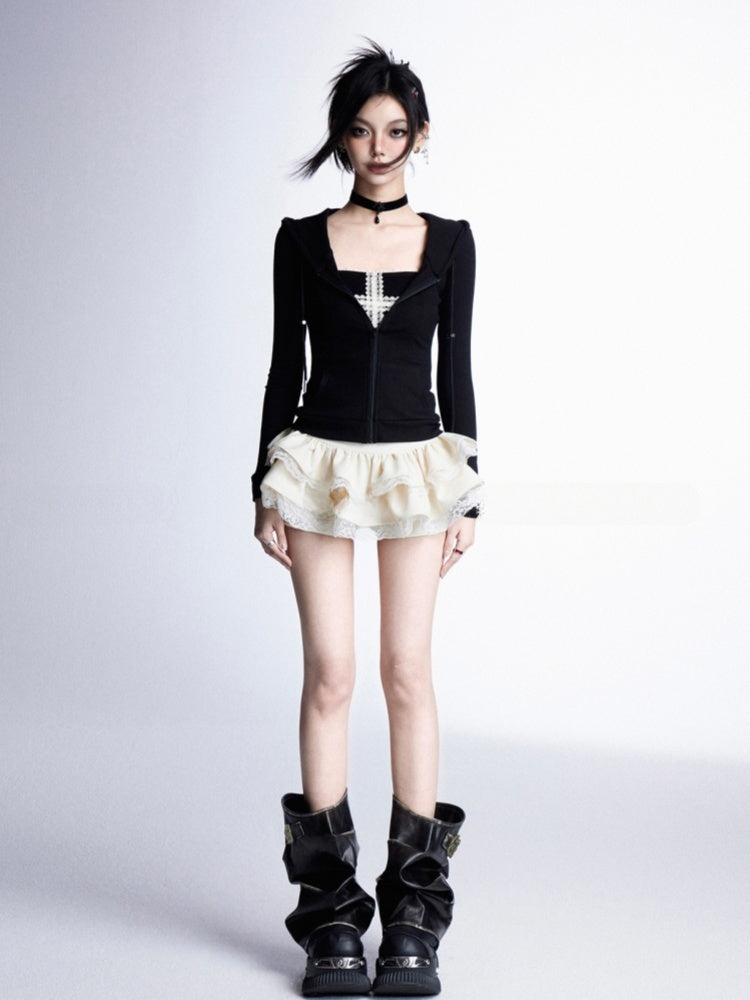 Bittersweet Y2K Strap Leg Warmers Distressed Black PU Buckle