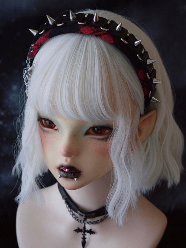 Ohrstecker Rot KC Charm Schnalle Design Mit Gitarre Muster Schwarz Plaid Und