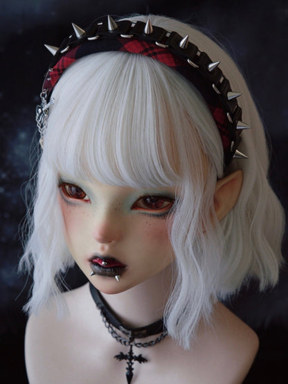 Ohrstecker Rot KC Charm Schnalle Design Mit Gitarre Muster Schwarz Plaid Und