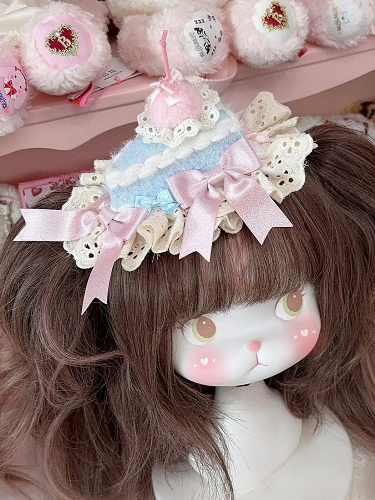 Cake Bowknot Trim 3 Color Cherry Options Lace Mini Details Hat