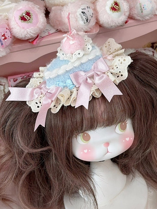 Cake Bowknot Trim 3 Color Cherry Options Lace Mini Details Hat