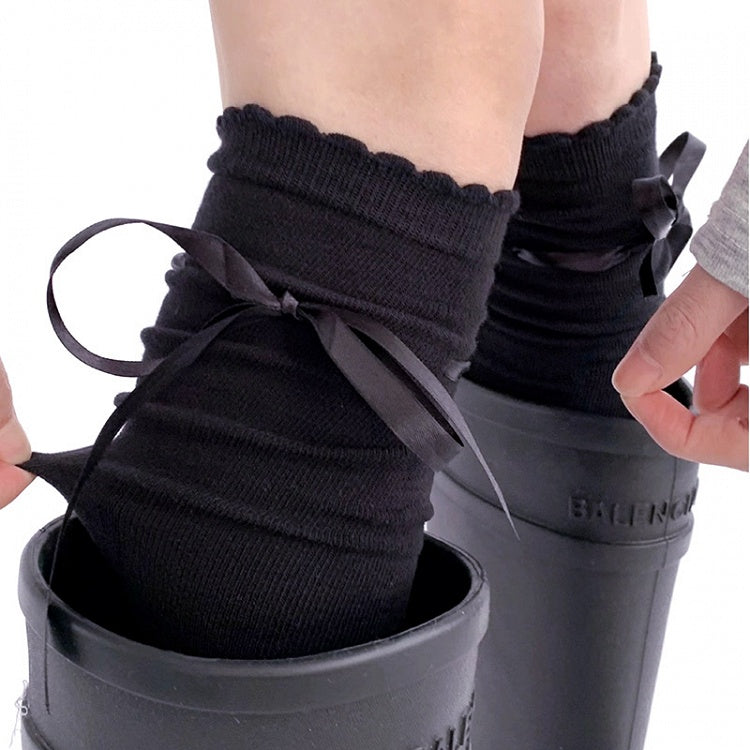 ブラック / ホワイト / グレー / ブラウン スイート セルフタイ 蝶結び JK ストッキング