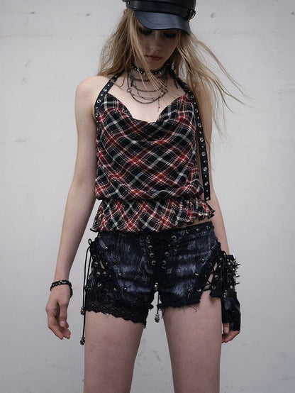 Studs Wasteland Punk with Decor Shorts Black