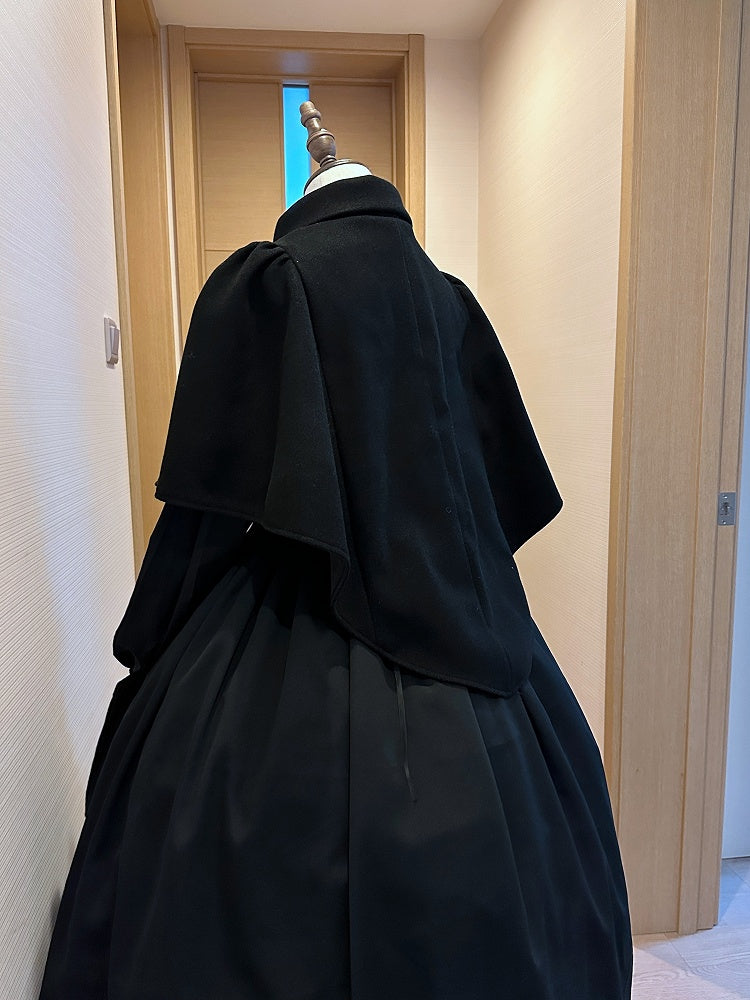 Lolita Collar Cape Gothic Woolen Black Foldover