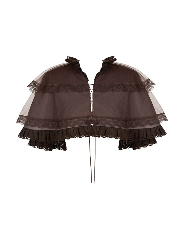 Brown Lace-up Closure Front Cape