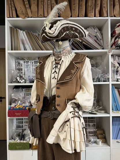 Coffee Ouji Vibes Lolita Waistcoat Delicate Embroidery Pirate