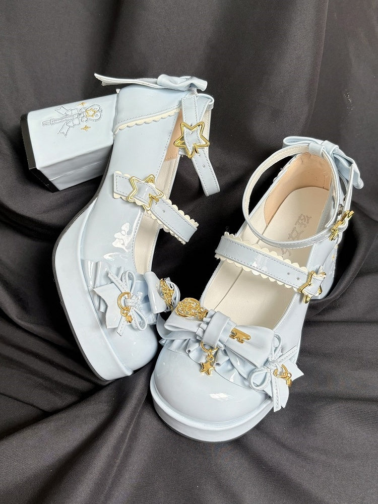 Bow Key Sky Motif Scalloped with Blue Mary Design Hime Janes Lolita Edge