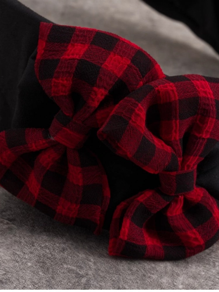 クロスディテールチャームKCと蝶結びピン（ブラック）