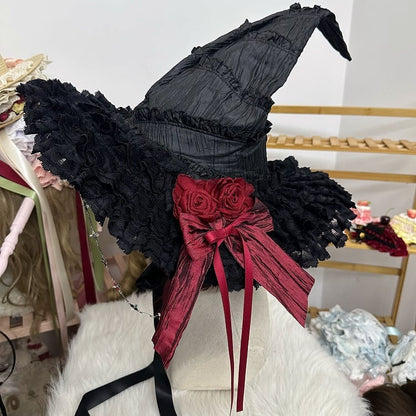 Witch Roses Options Hat Details 4 Lace Chains Color Black