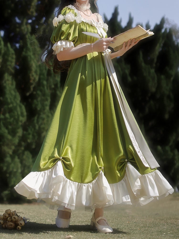 Details Maxi Empire Green Bead Waist Lolita Dress One Elegant