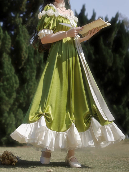 Details Maxi Empire Green Bead Waist Lolita Dress One Elegant