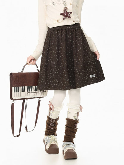 Retro Fall Kawaii Coffee Floral A Line Skirt Design - Languid Park