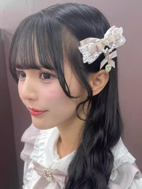 Heart Rhinestone Options 6 Chian Jirai Color Bowknot Pearl Kei Hairclip