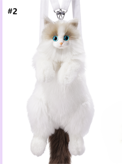 Medium Backpack/Crossbody Realistic - Cat Plush 3 Size Options Bag