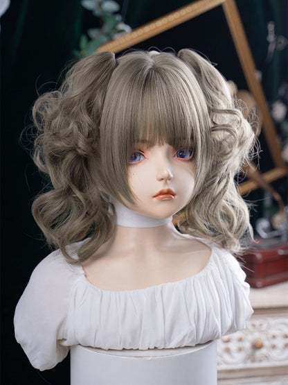 Brown Claw Double Clips Ponytail Gray Wig Length With 30CM Synthetic