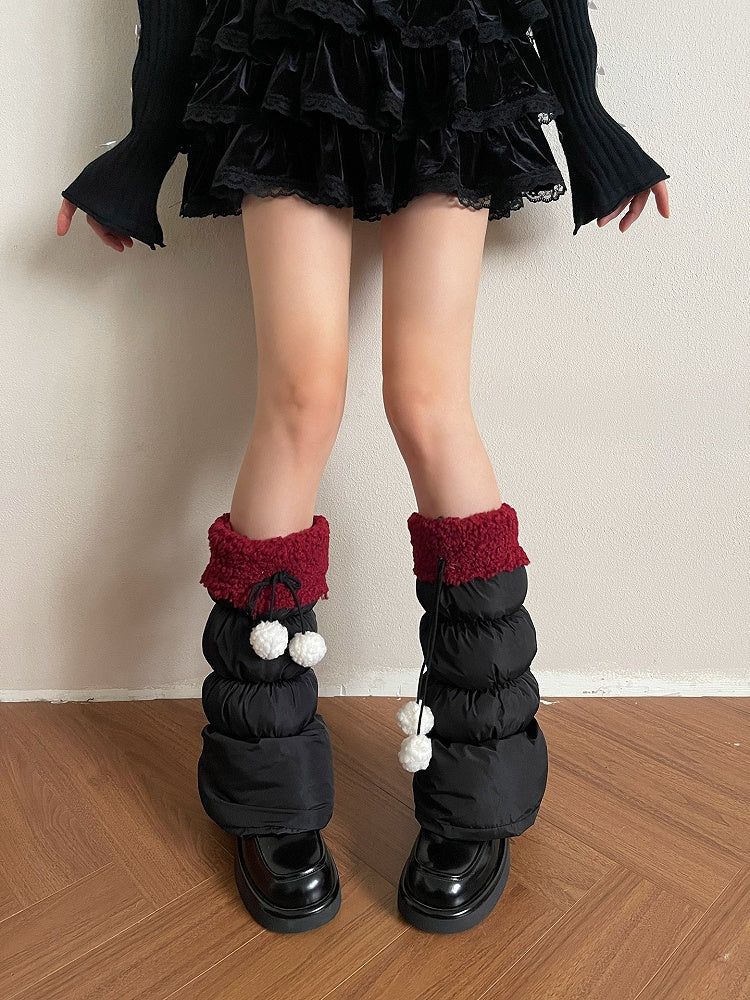 Pom-Pom Leg with Decorations Trim Warmers Fleece Colors 5 Puffer