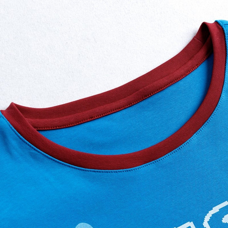 Daily Kawaii Blue Fitted Shoulder T-Shirt with Letter Print