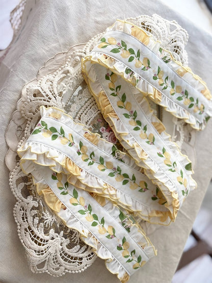 Green Yellow White / Print Belt Lemon Waist