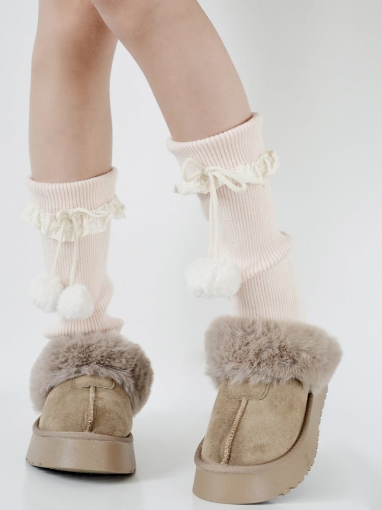 7 Colors Warmers Decorated Pom-Pom Ruffled Leg