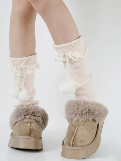 7 Colors Warmers Decorated Pom-Pom Ruffled Leg
