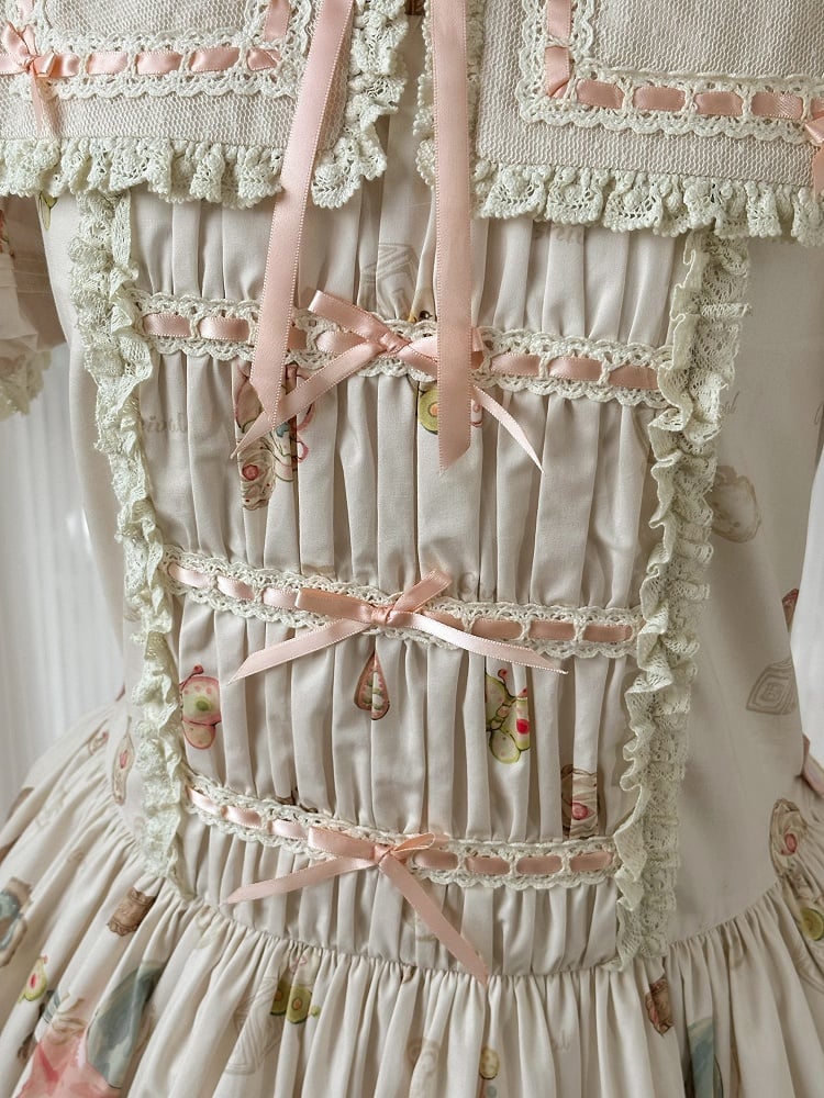 Theme Collar Print Lolita Bear Dress Doll Square and Bunny Sweet